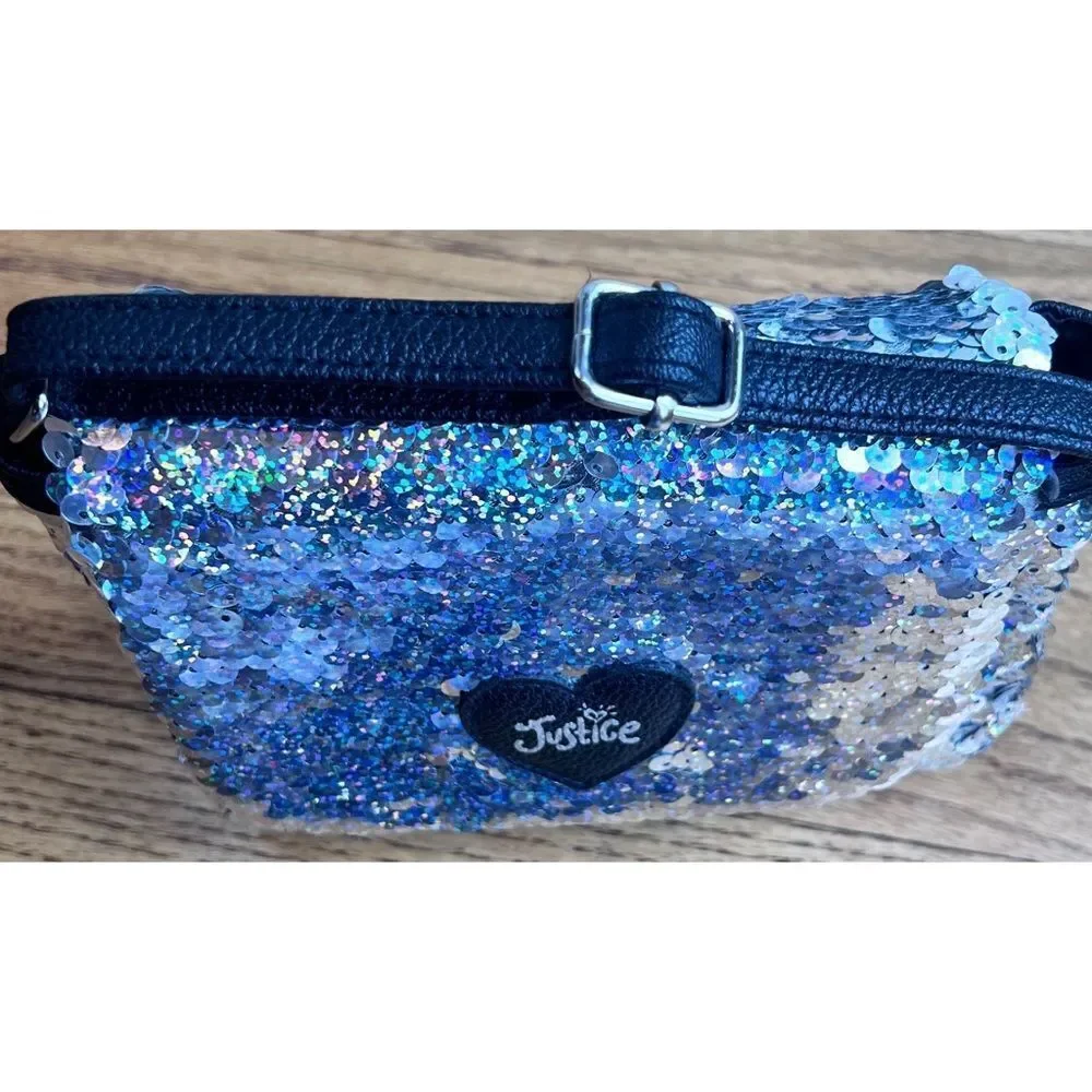 Justice Girl’s Crossbody Sequin Silver Purse Bag